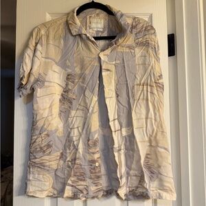 Cactus Man Beige and Gray Patterned Shirt L
